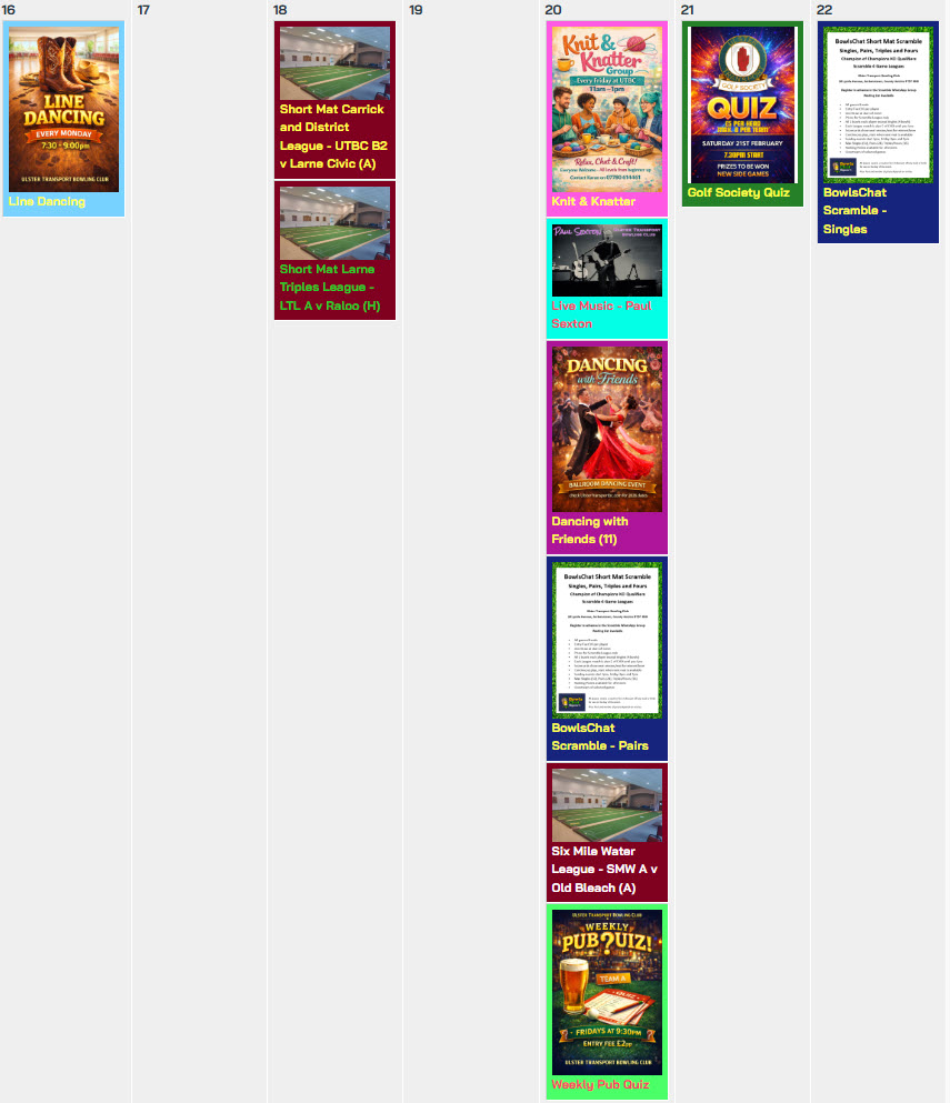 Upcoming Events for Monday 16th February 2026 to Sunday 22nd February 2026