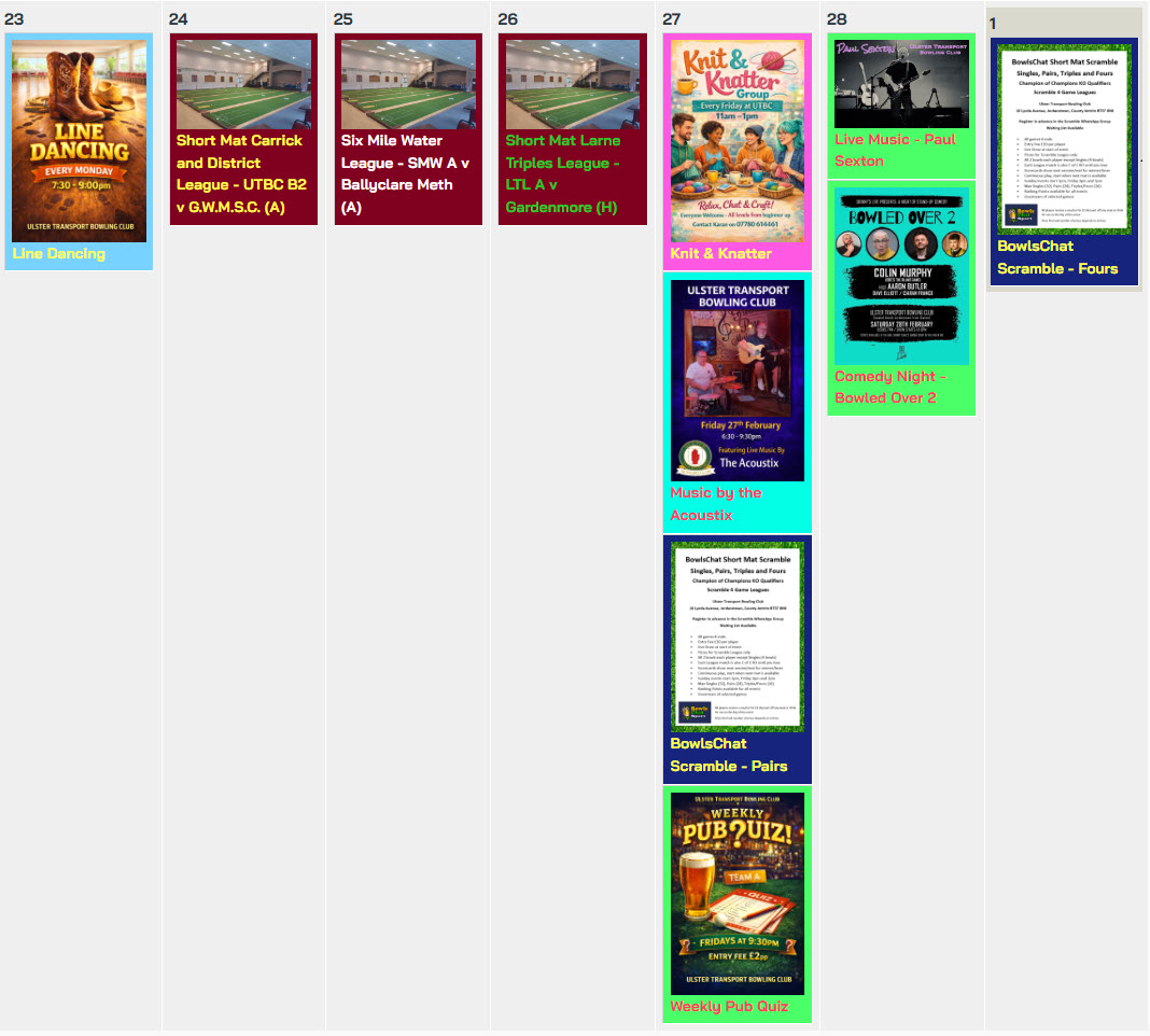 Upcoming Events for Monday 23rd February 2026 to Sunday 1st March 2026