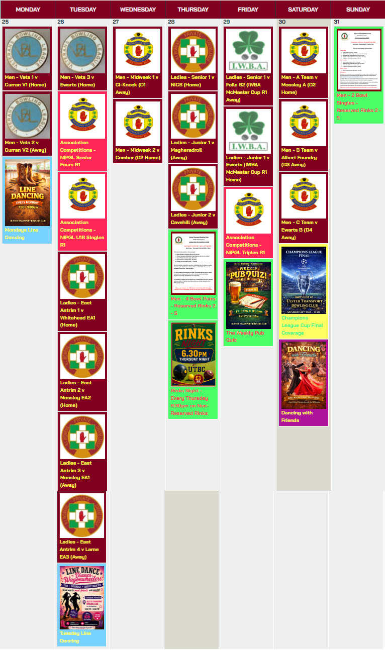 Upcoming Events for Monday 25th May 2026 to Sunday 31st May 2026