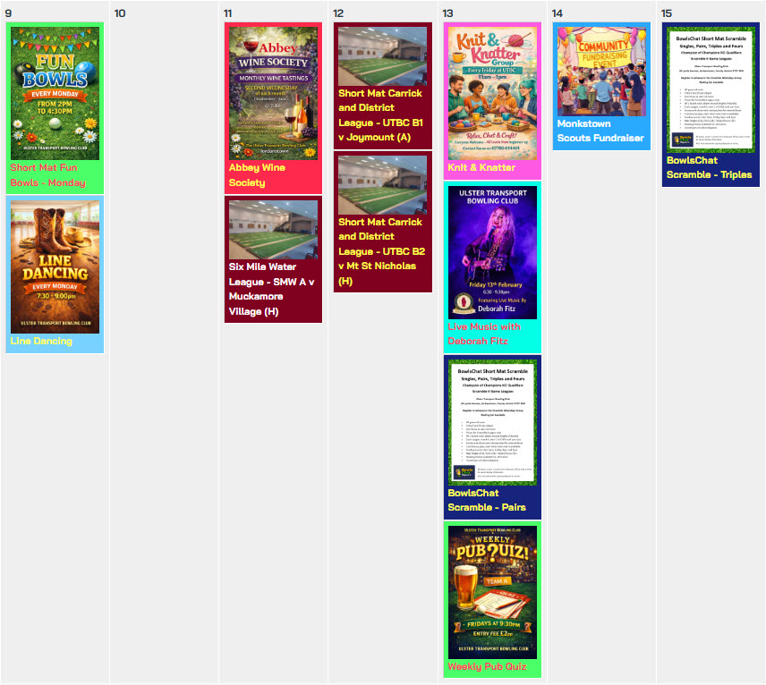 Upcoming Events for Monday 9th February 2026 to Sunday 16th February 2026