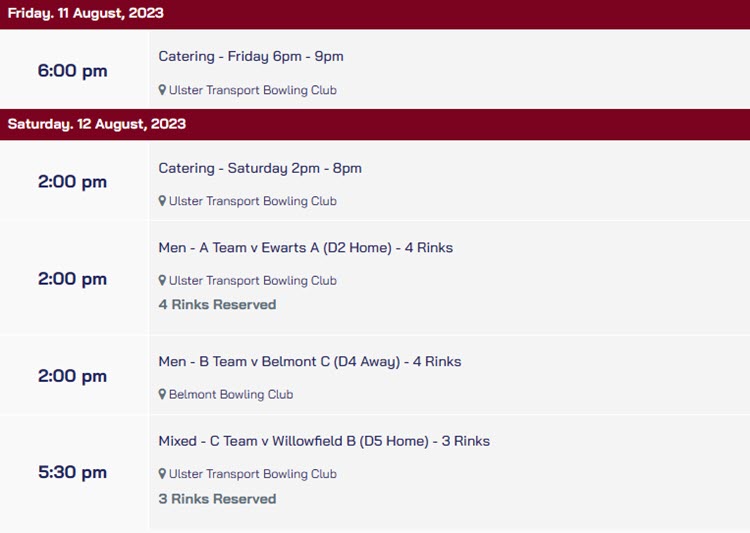 Week starts 6th August 2023 11th 12th