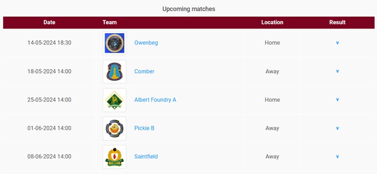 UTBC B Upcoming Matches 27th April 2024