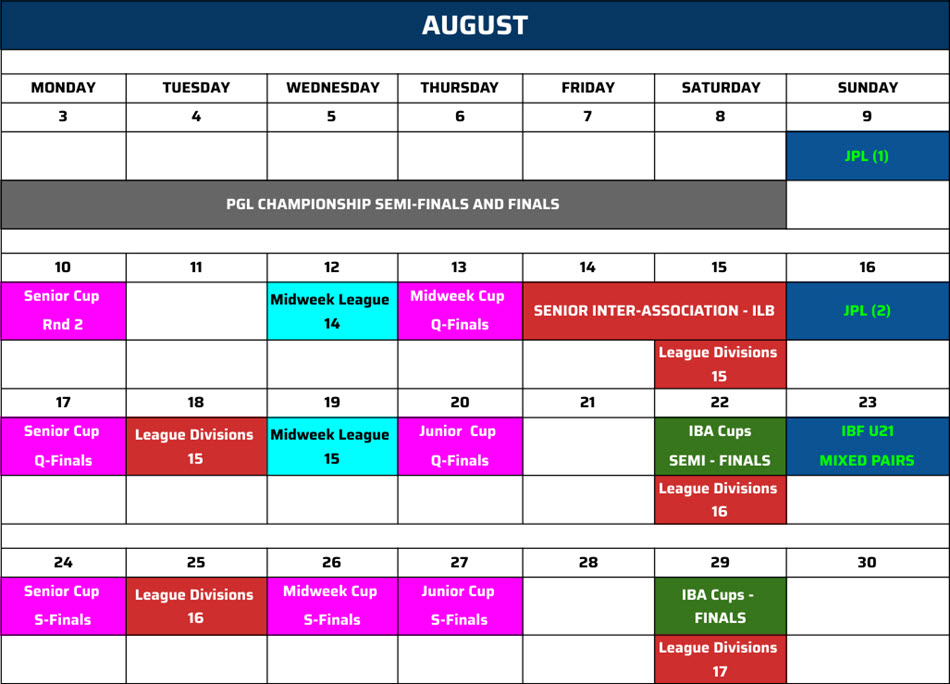 NIPGL Calendar August 2026
