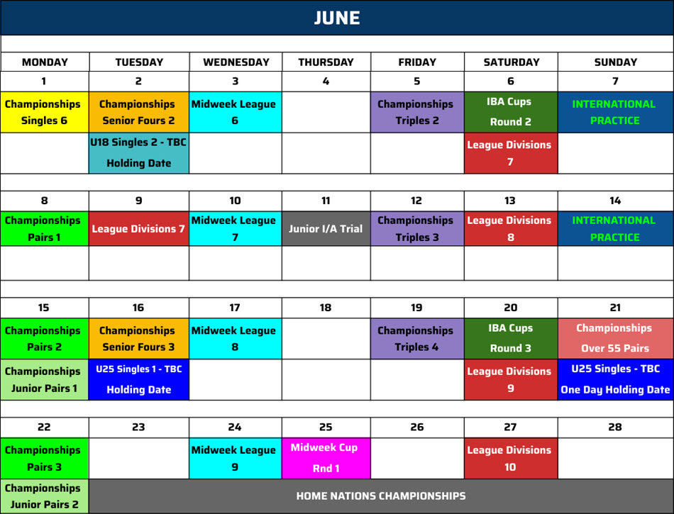 NIPGL Calendar June 2026