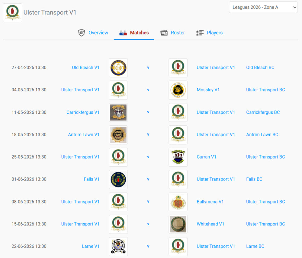 Fixtures 2026 Men Vets 1 Team Part 1