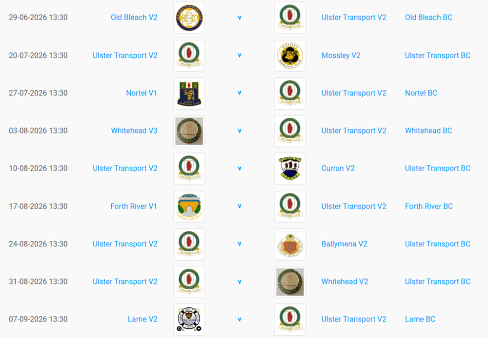 Fixtures 2026 Men Vets 2 Team Part 2