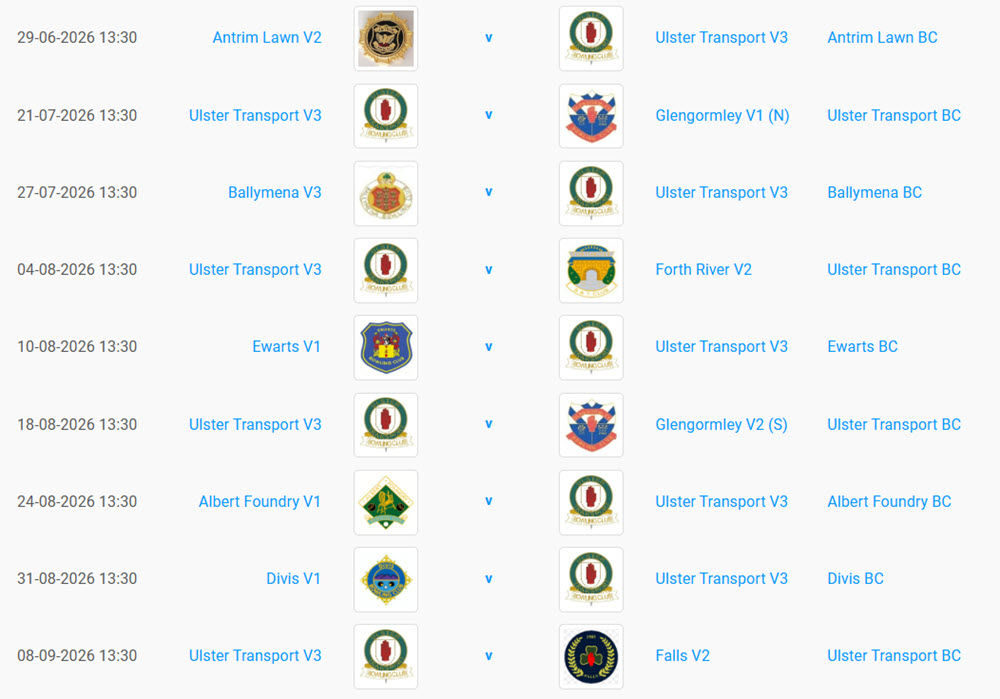 Fixtures 2026 Men Vets 3 Team Part 2